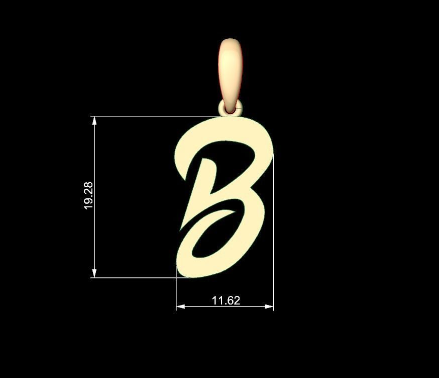 Initial Letters Pendant Rosala B 3D print model_4