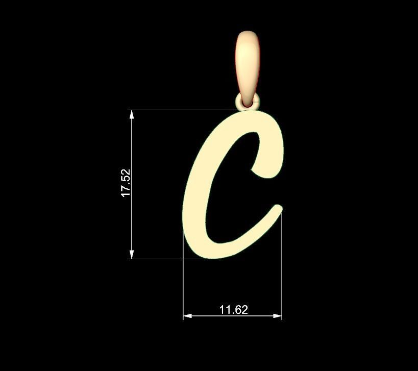Initial Letters Pendant Rosala C 3D print model_4