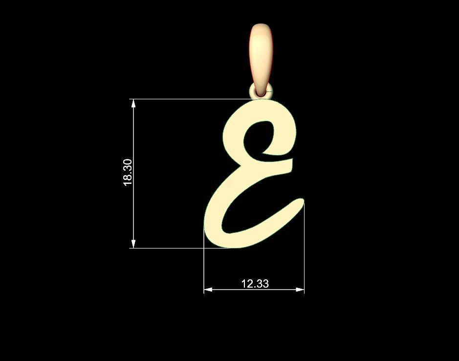 Initial Letters Pendant Rosala E 3D print model_4