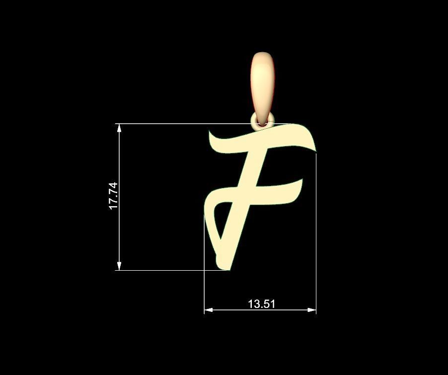 Initial Letters Pendant Rosala F 3D print model_4