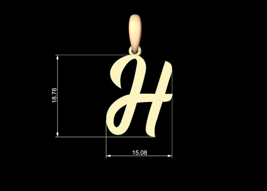 Initial Letters Pendant Rosala H 3D print model_4