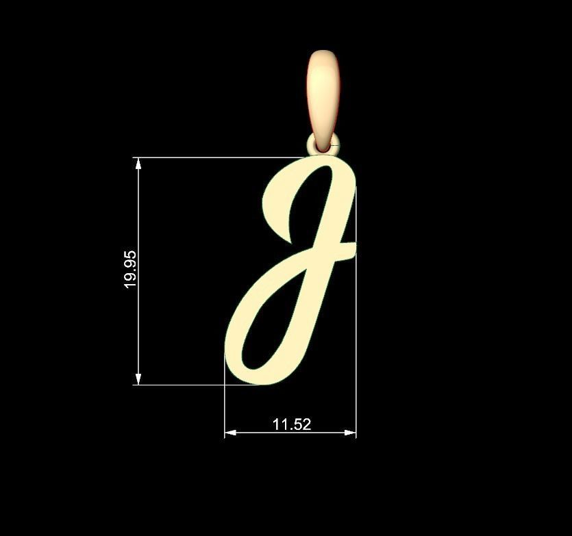 Initial Letters Pendant Rosala J 3D print model_4
