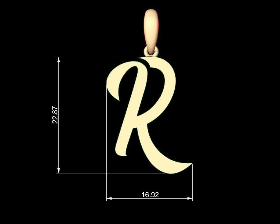 Initial Letters Pendant Rosala R 3D print model_4
