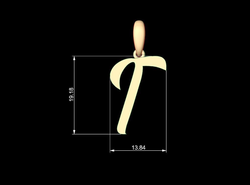 Initial Letters Pendant Rosala T 3D print model_4