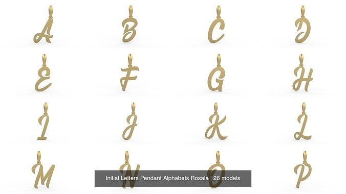 Initial Letters Pendant Alphabets Rosala 3D Model Collection