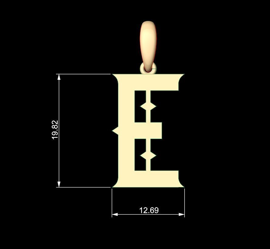 Initial Letters Pendant Sadish E 3D print model_4