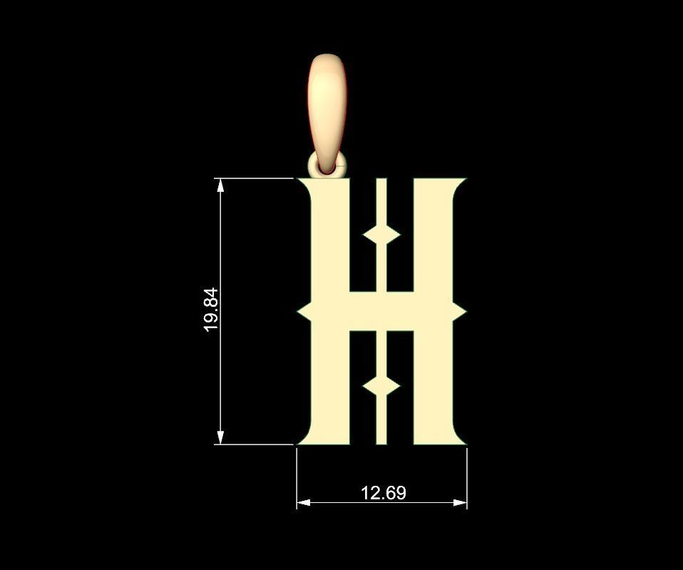 Initial Letters Pendant Sadish H 3D print model_4