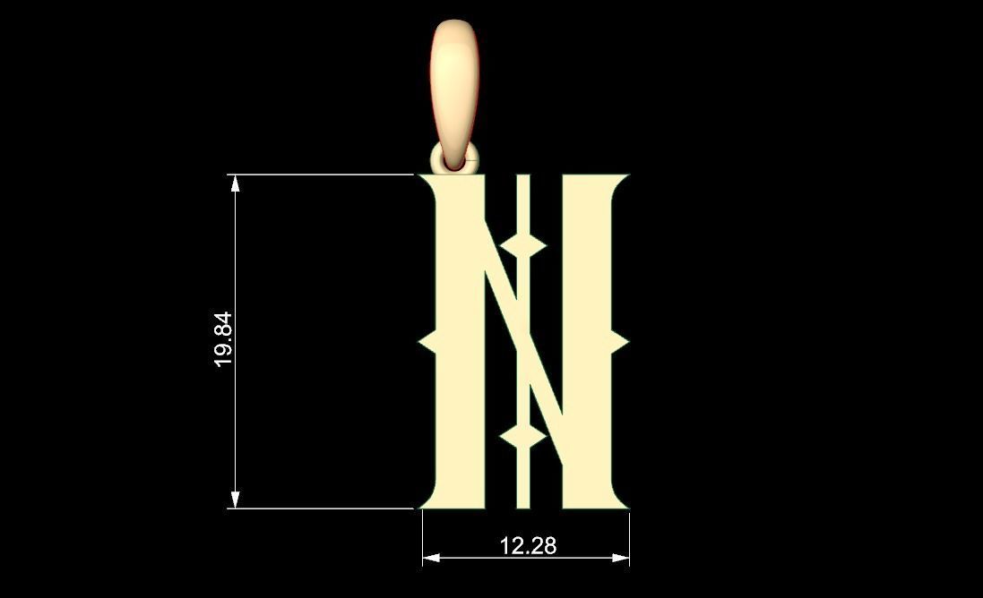 Initial Letters Pendant Sadish N 3D print model_4