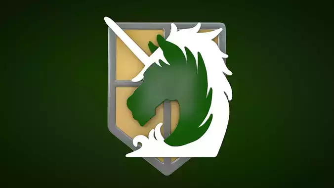 Attack on Titan - Military Police - Logo Low-poly 3D model