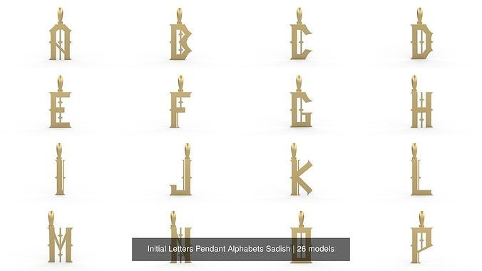 Initial Letters Pendant Alphabets Sadish 3D Model Collection