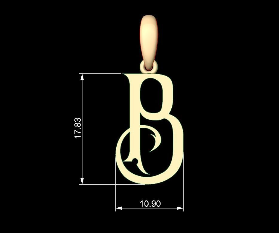 Initial Letters Pendant Sandorian B 3D print model_4