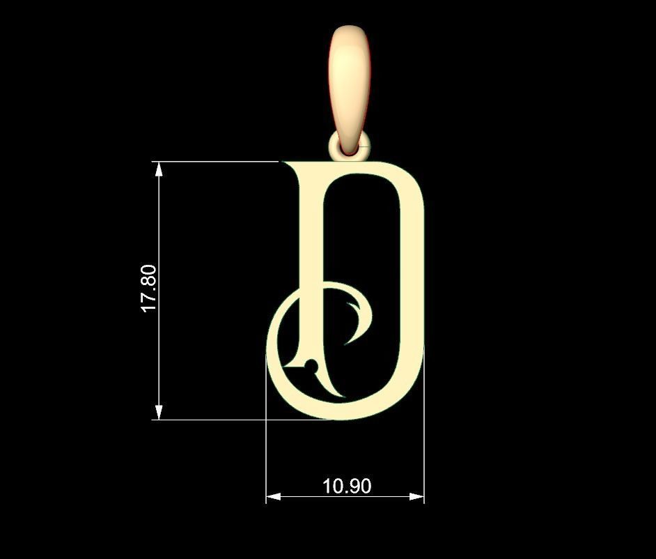 Initial Letters Pendant Sandorian D 3D print model_4