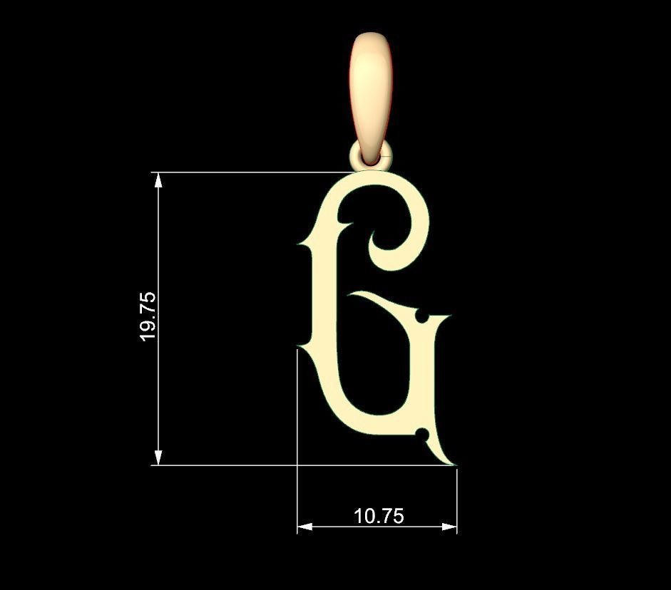 Initial Letters Pendant Sandorian G 3D print model_4