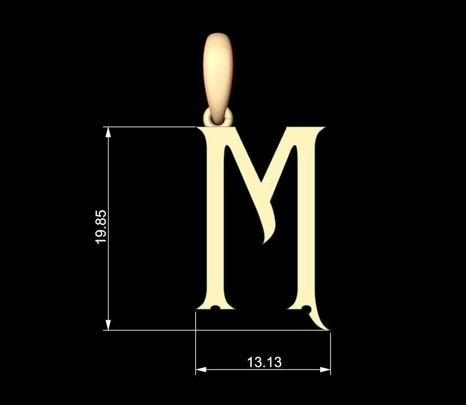 Initial Letters Pendant Sandorian M 3D print model_4