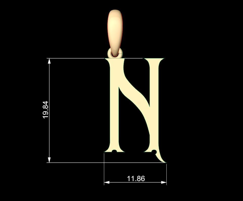 Initial Letters Pendant Sandorian N 3D print model_4
