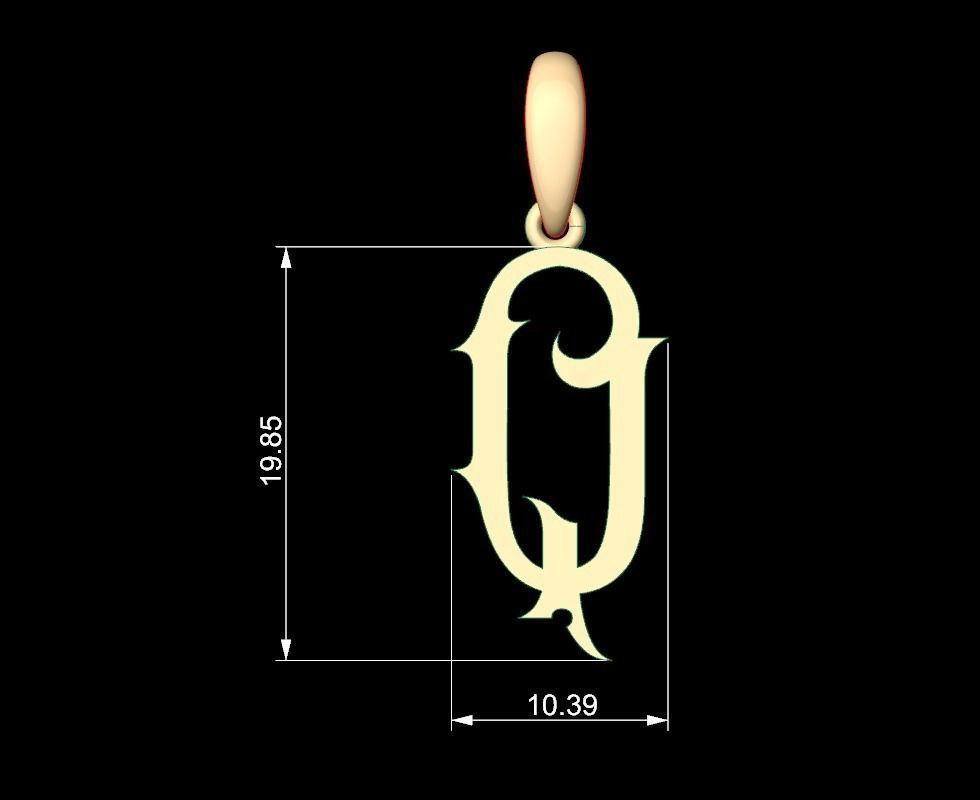 Initial Letters Pendant Sandorian Q 3D print model_4
