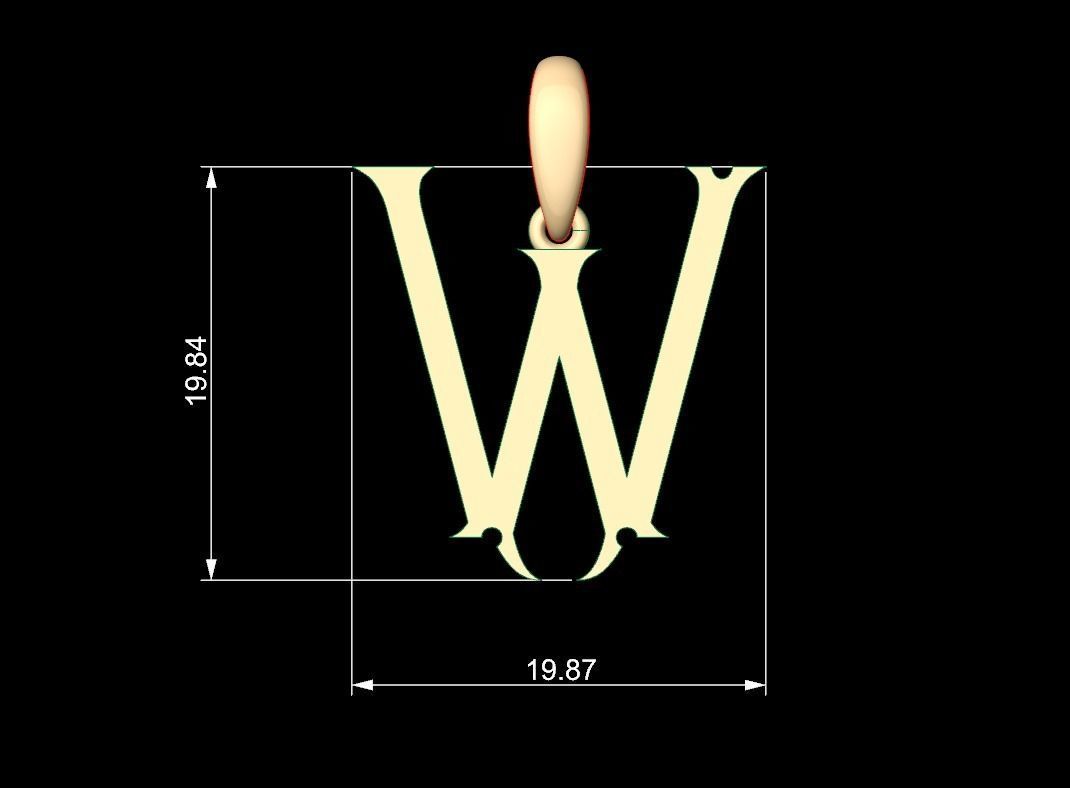 Initial Letters Pendant Sandorian W 3D print model_4