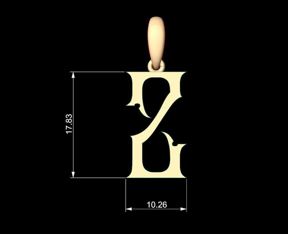 Initial Letters Pendant Sandorian Z 3D print model_4