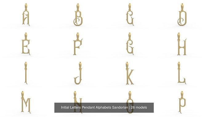 Initial Letters Pendant Alphabets Sandorian 3D Model Collection