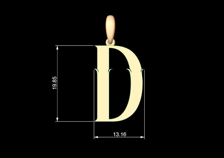 Initial Letters Pendant SkinerScort D 3D print model_4