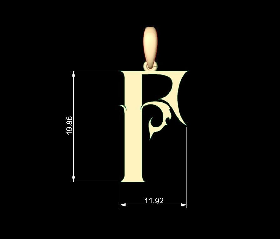 Initial Letters Pendant SkinerScort F 3D print model_4