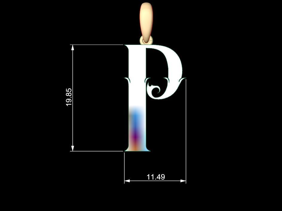 Initial Letters Pendant SkinerScort P 3D print model_4