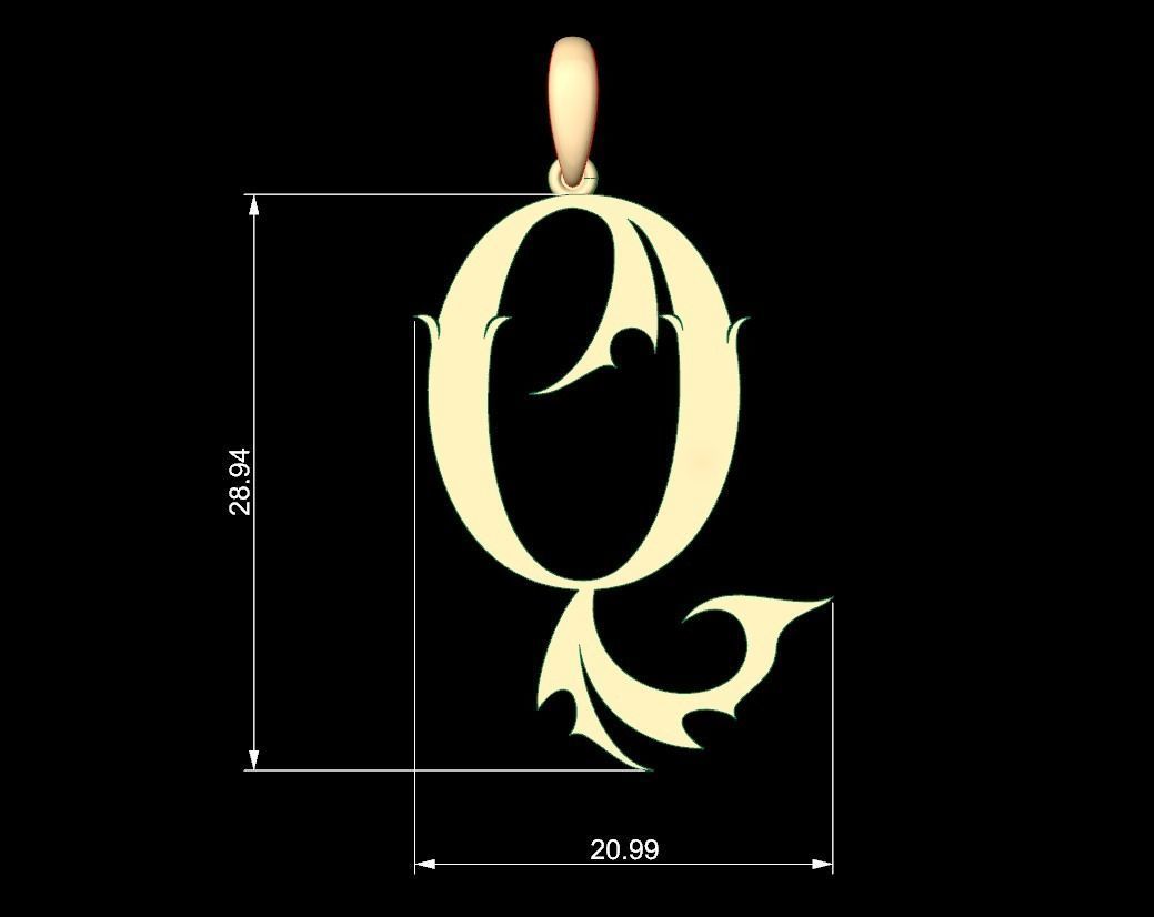 Initial Letters Pendant SkinerScort Q 3D print model_4