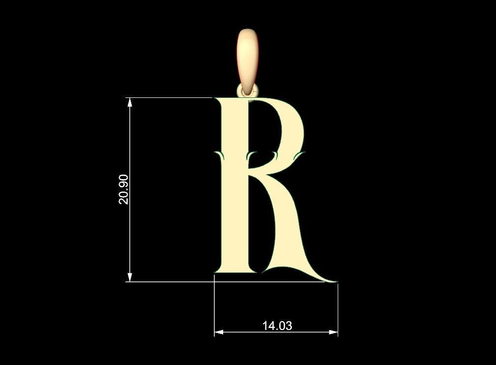 Initial Letters Pendant SkinerScort R 3D print model_4