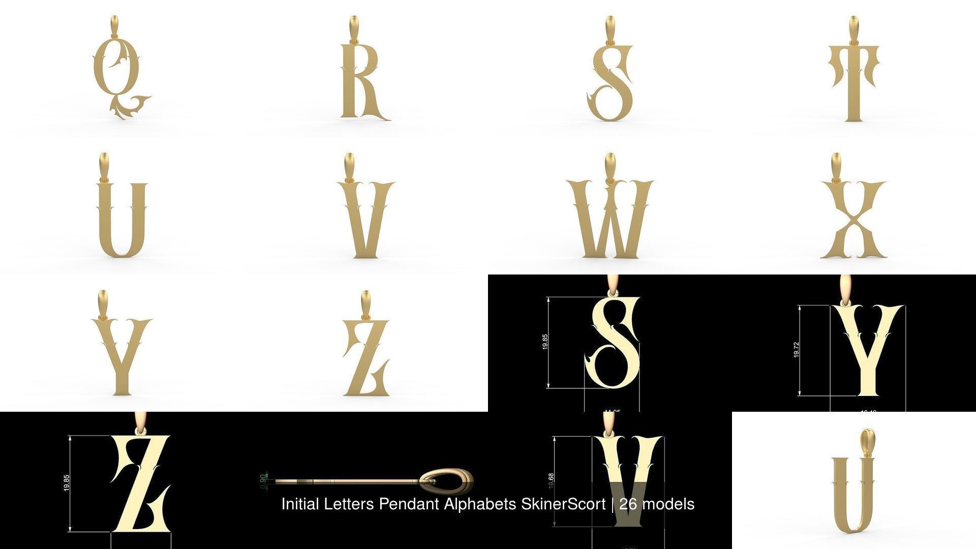 Initial Letters Pendant Alphabets SkinerScort 3D Model Collection_2
