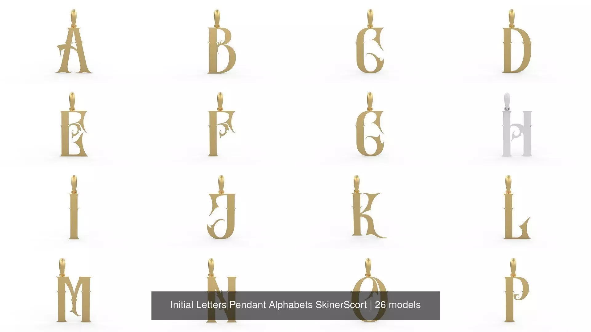 Initial Letters Pendant Alphabets SkinerScort 3D Model Collection_0