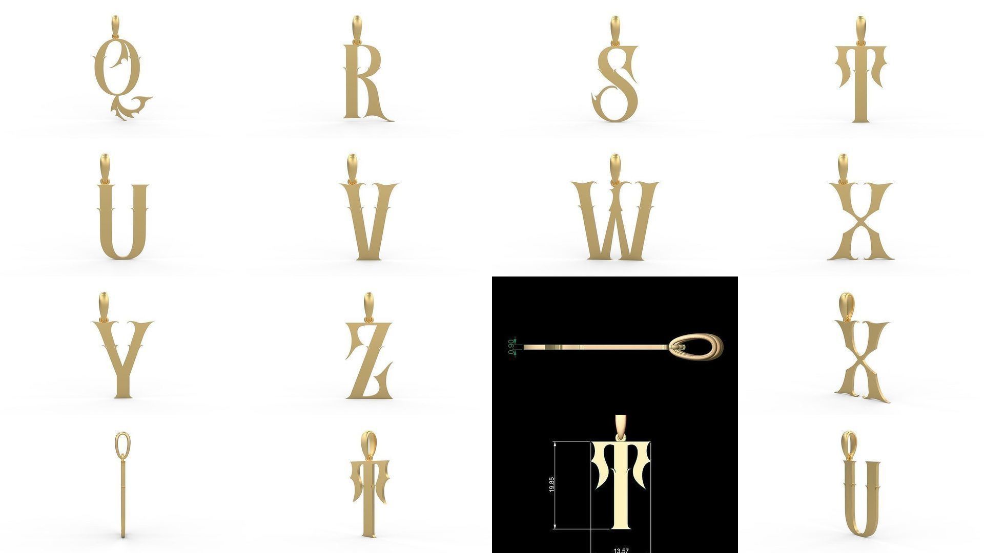 Initial Letters Pendant Alphabets SkinerScort 3D Model Collection_1