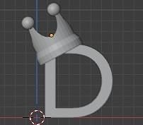 D Initial with Crown Pendant  Low-poly 3D print model