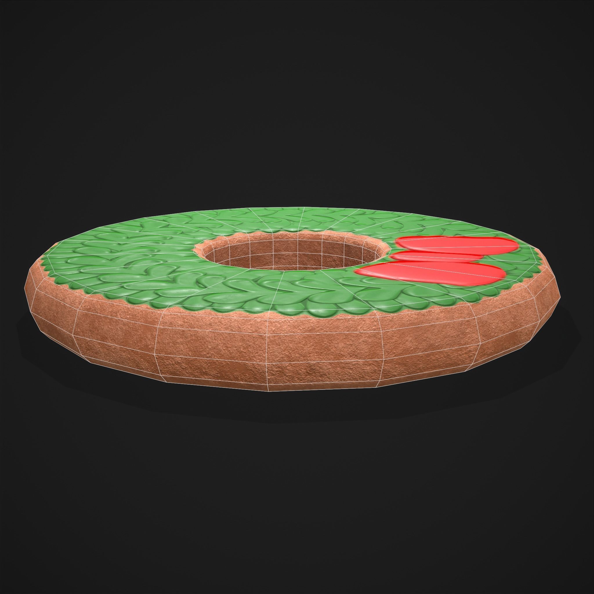 Christmas Wreath Cookies Free low-poly 3D model_4