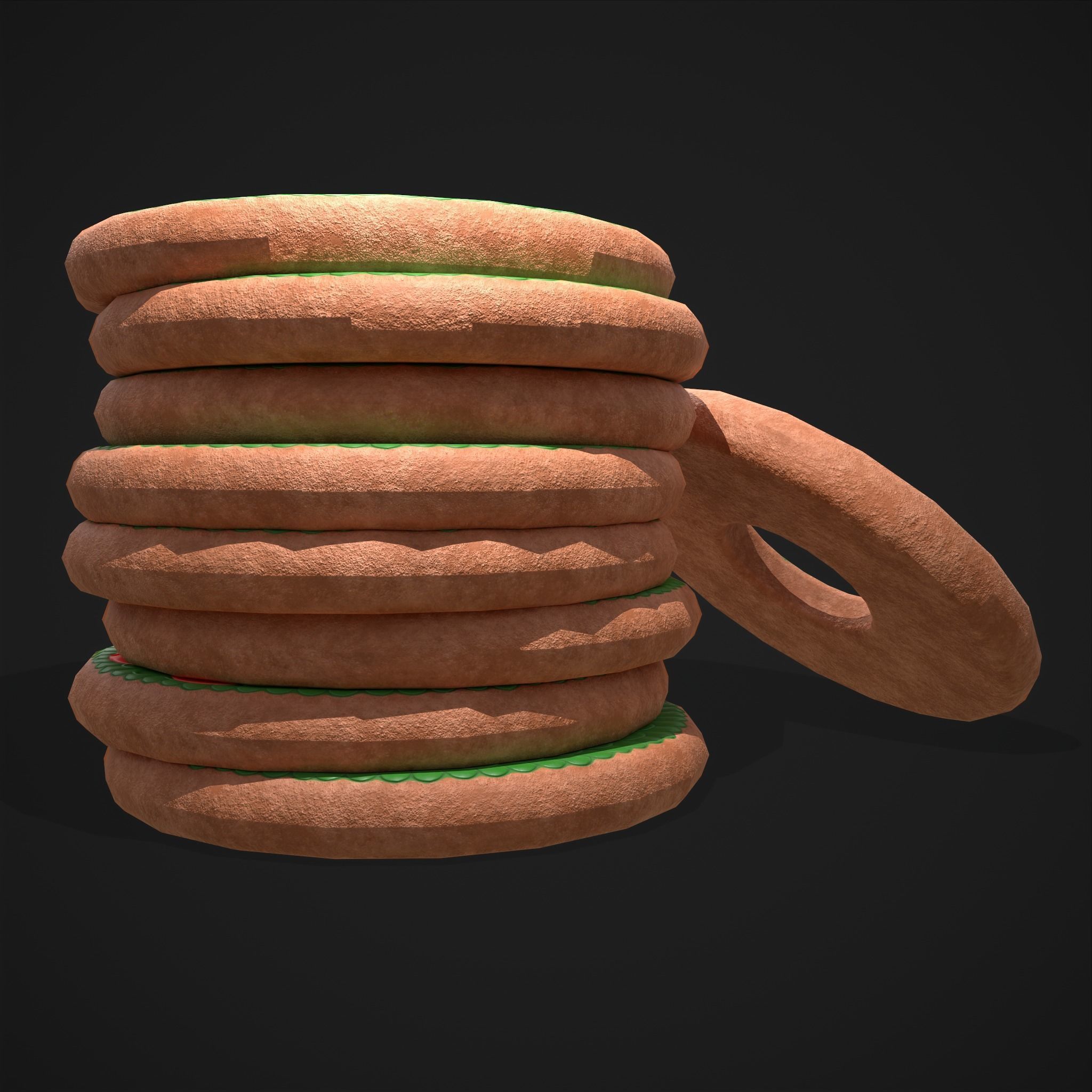 Christmas Wreath Cookies Free low-poly 3D model_18