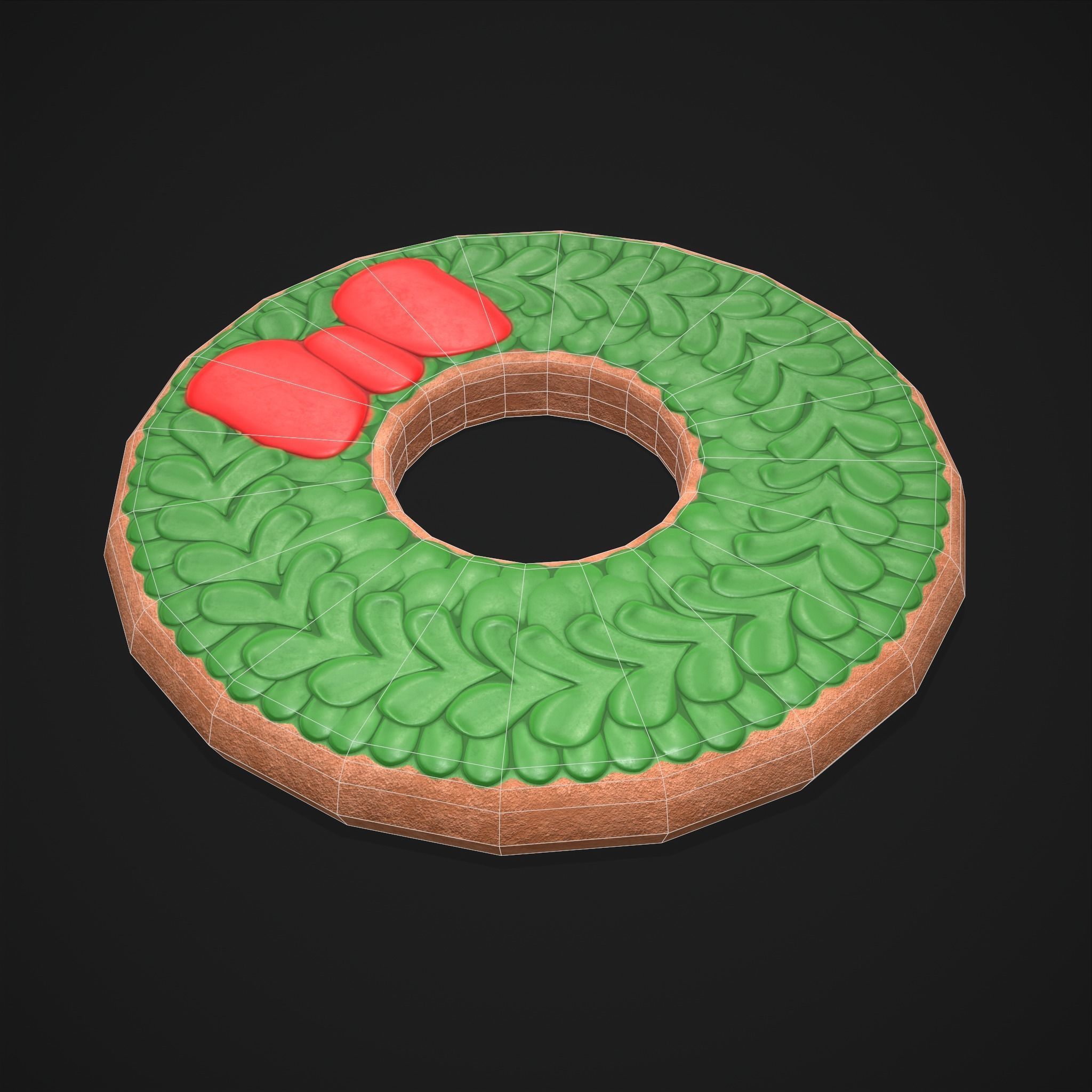 Christmas Wreath Cookies Free low-poly 3D model_2