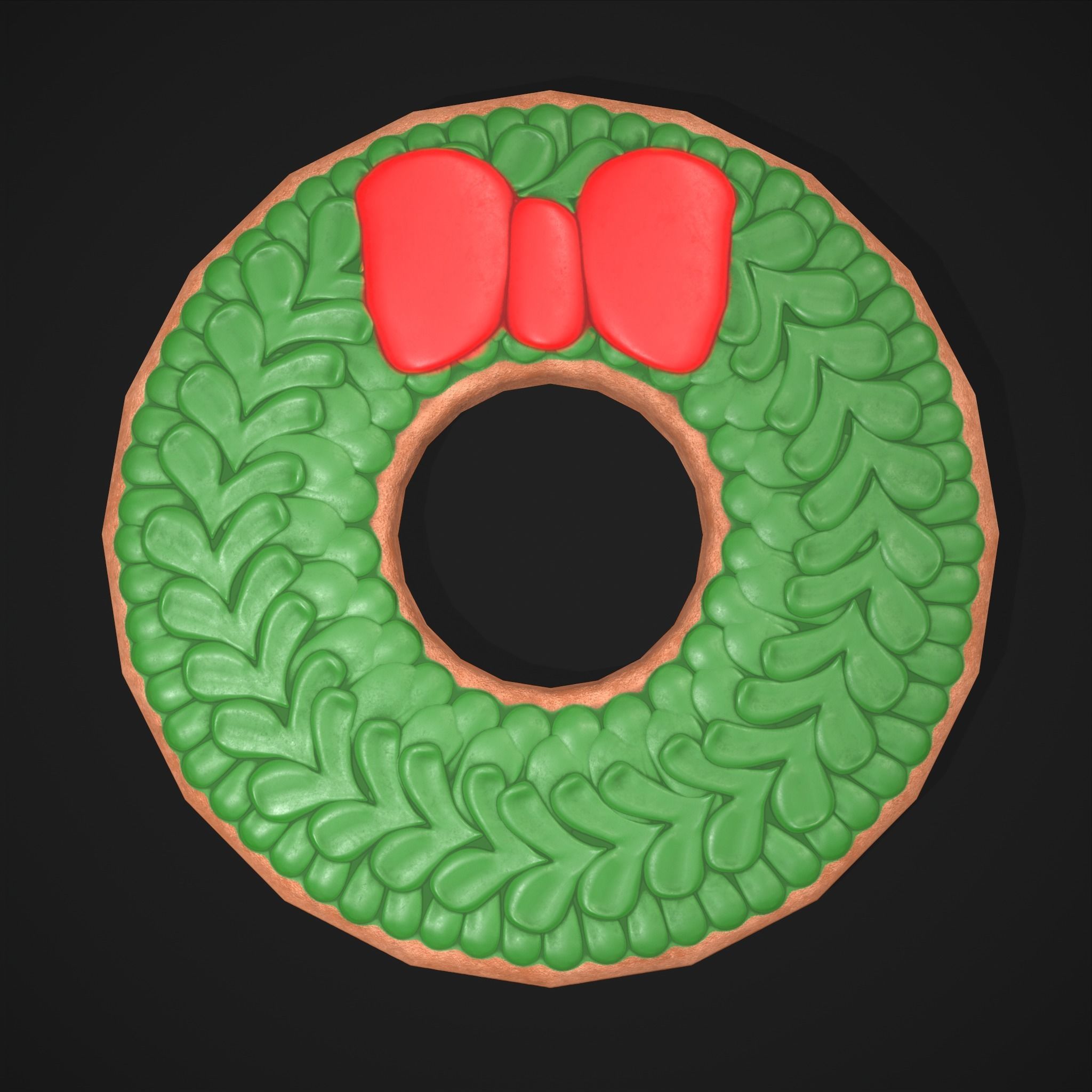 Christmas Wreath Cookies Free low-poly 3D model_5