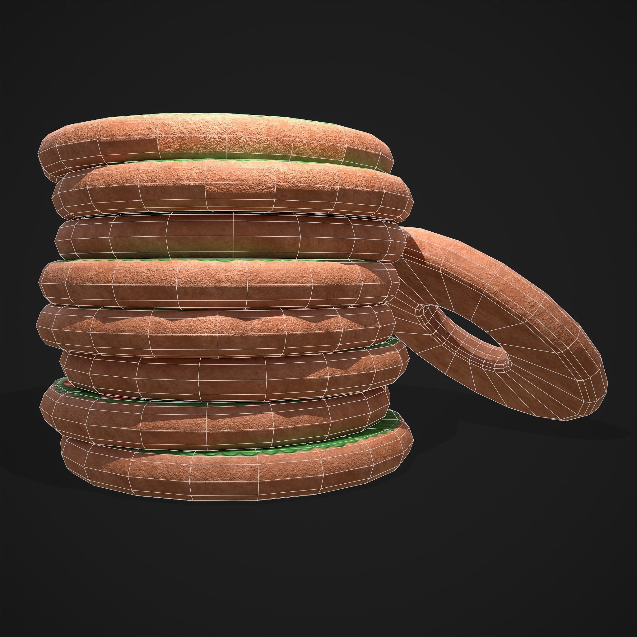 Christmas Wreath Cookies Free low-poly 3D model_19