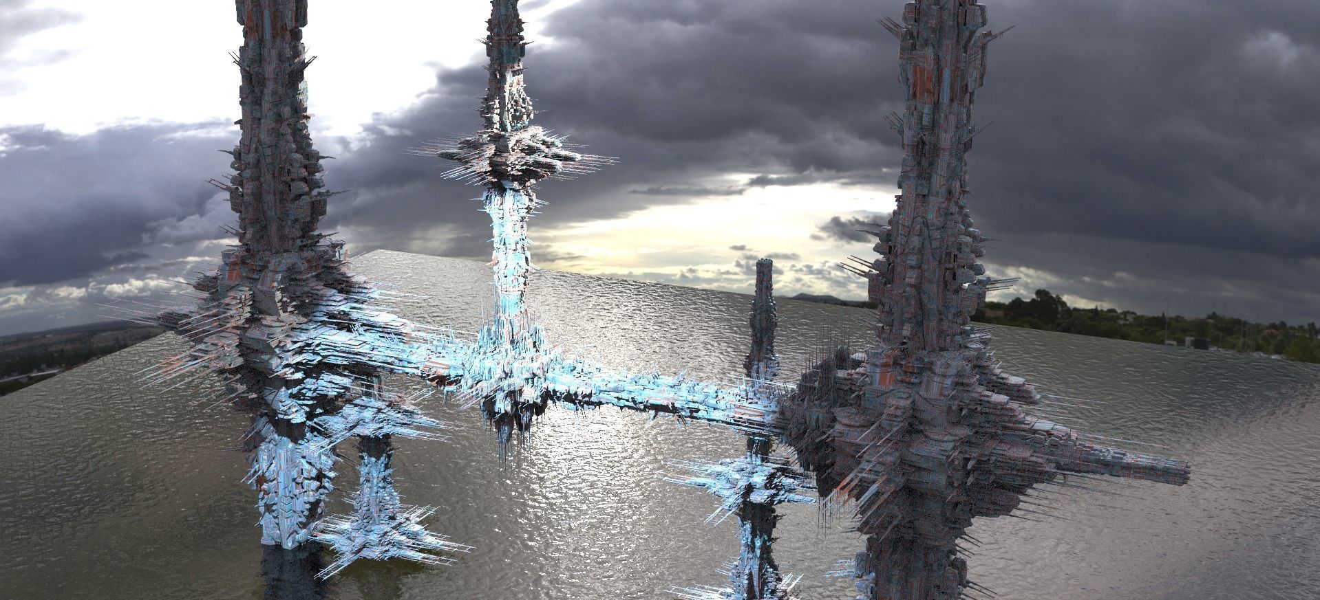 Saint City future Sky Base 3D model_1