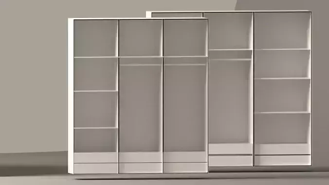 cubert 3d model wardrobe with shelves and drawers