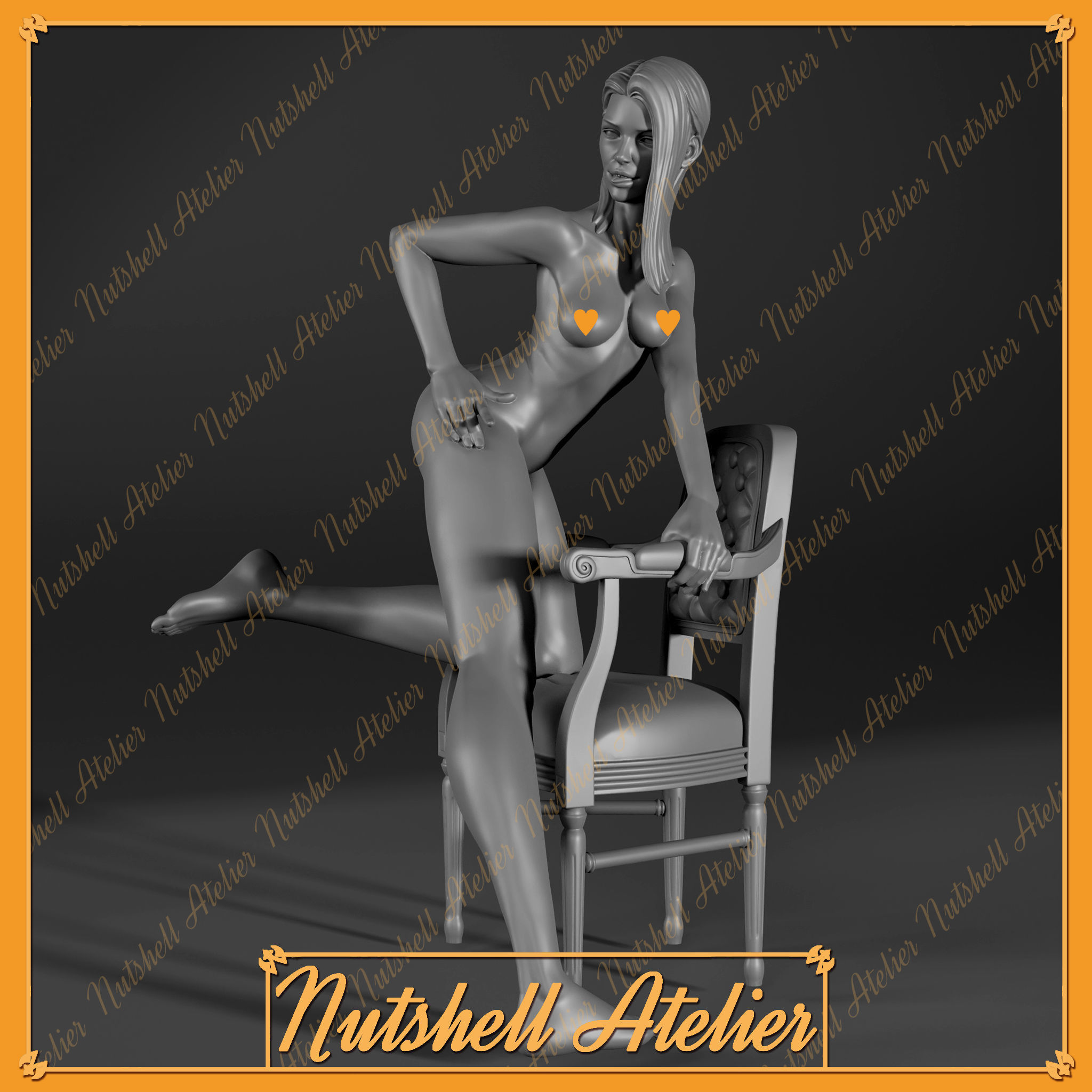 Nutshell Atelier - Pose 04 With a chair NSFW 3D print model_4