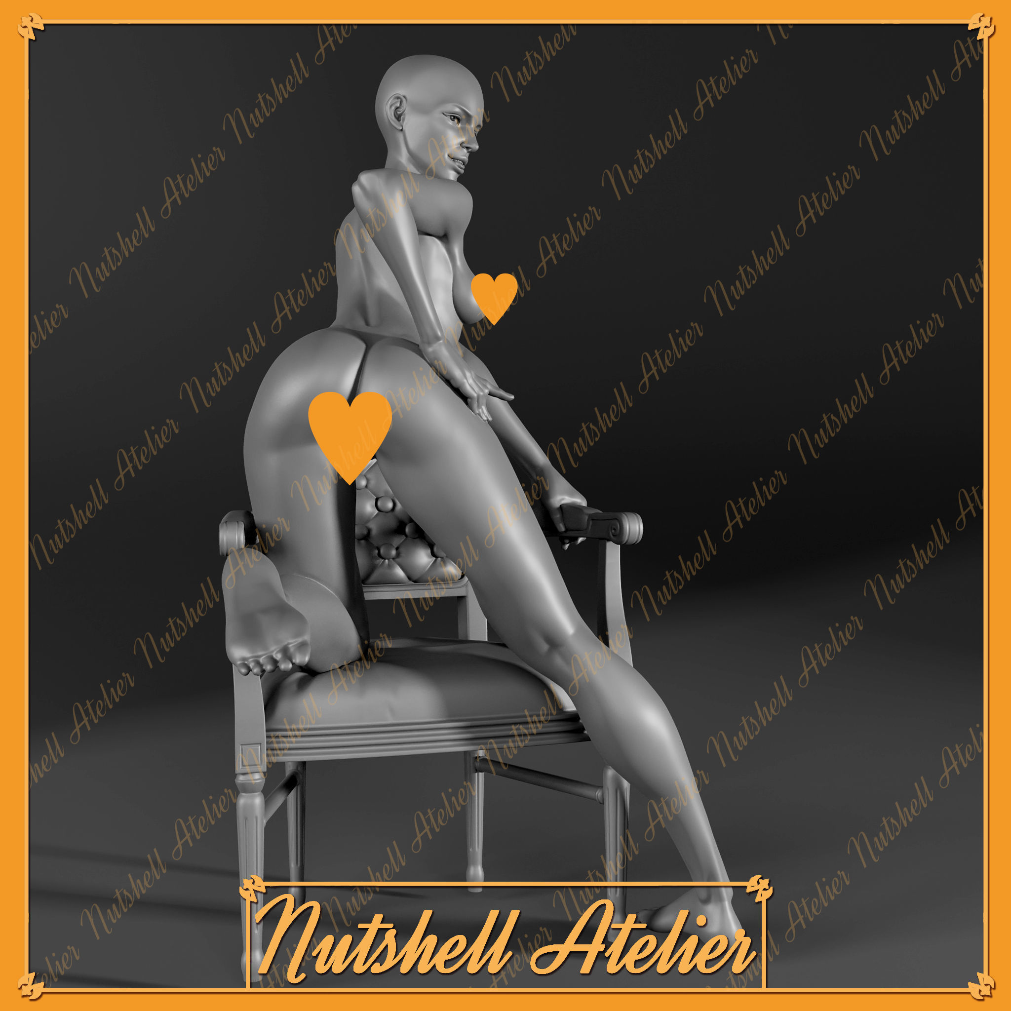 Nutshell Atelier - Pose 04 With a chair NSFW 3D print model_2