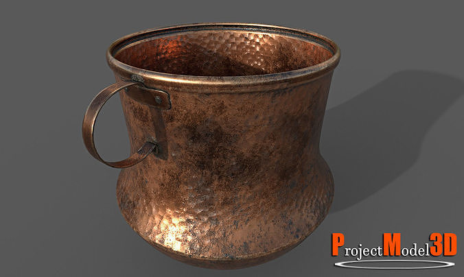 Copper Pot-Version002 Low-poly 3D model