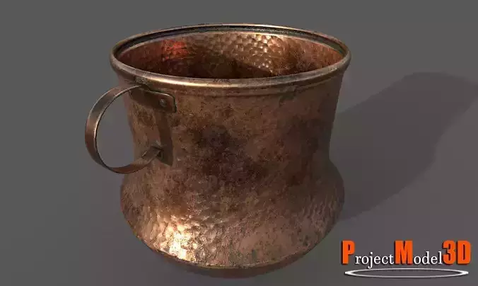 Copper Pot-Version002 Low-poly 3D model