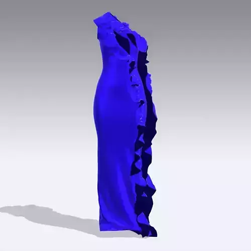 DRESS DARK BLUE RUFFLED LOOK