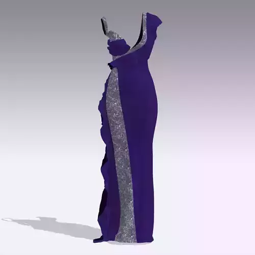 DRESS PURPLE GLITTER LOOK RUFFLED