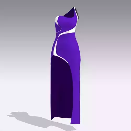 DRESS PURPLE AND WHITE LONG SLIT DRESS