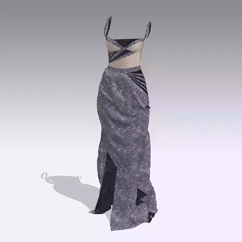 DRESS PURPLE GLITTER STLIT DRAPED LOOK