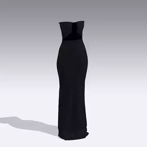 DRESS LONG BLACK STRAPLESS LOOK MODERN