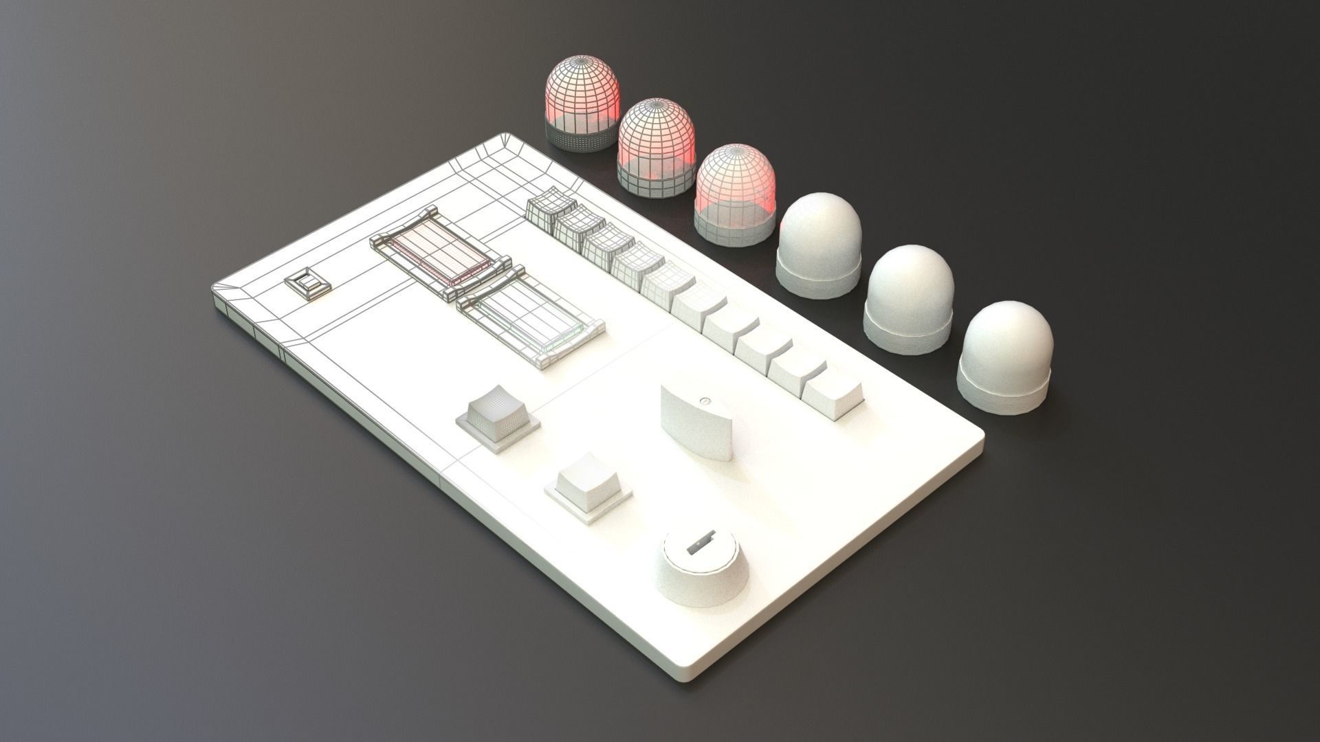 Modular PUI Physical Dashboard Interface Panels Low-poly 3D model_17