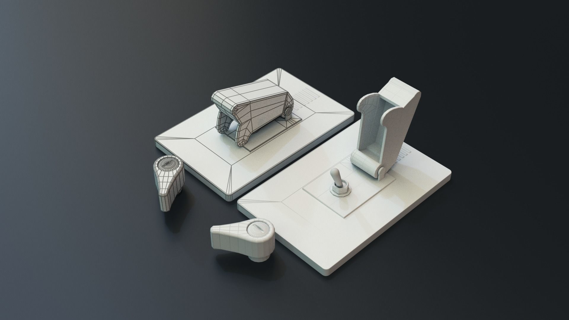 Modular PUI Physical Dashboard Interface Panels Low-poly 3D model_21